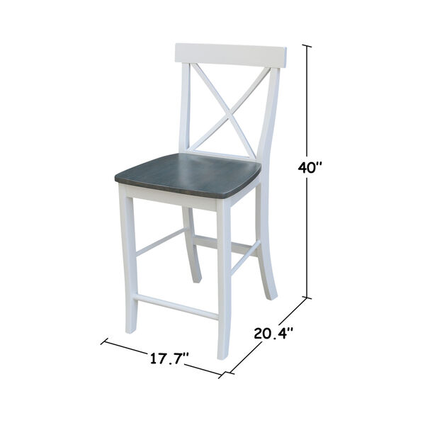 White and Heather Gray X-Back Counterheight Stool, image 5