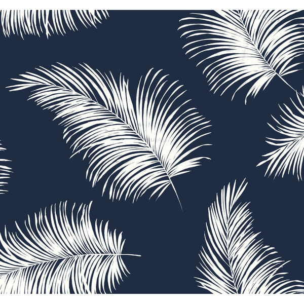 Lillian August Luxe Haven Navy Blue Tossed Palm Peel and Stick Wallpaper, image 2