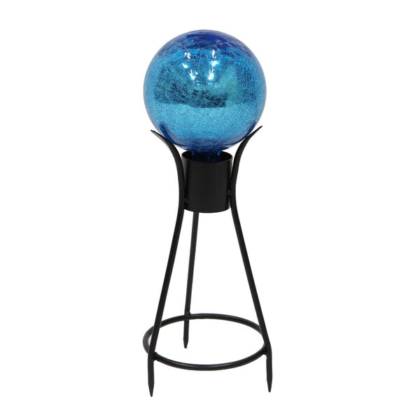 Teal Crackle Glass Gazing Globe with Stand, image 1