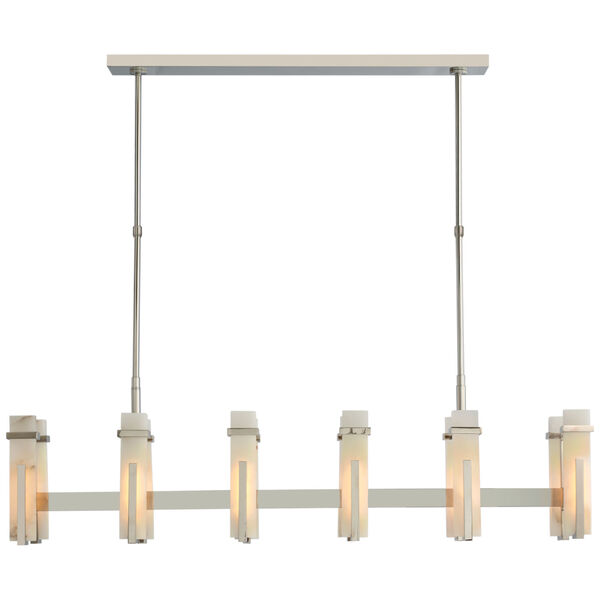 Malik Large Linear Chandelier in Polished Nickel with Alabaster by Ian K. Fowler, image 1