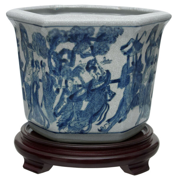 Blue and White Porcelain Indoor Flower Pot, image 2