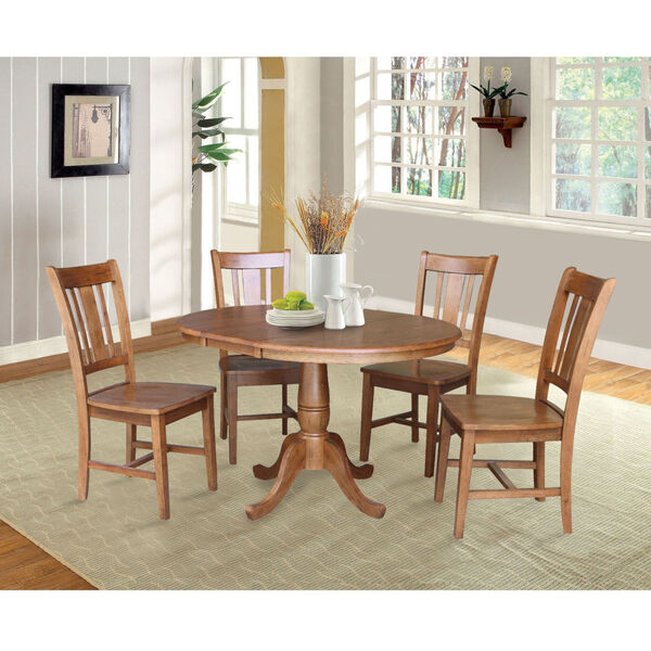 San Remo Distressed Oak 29-Inch Round Extension Dining Table with Four Chair, image 3