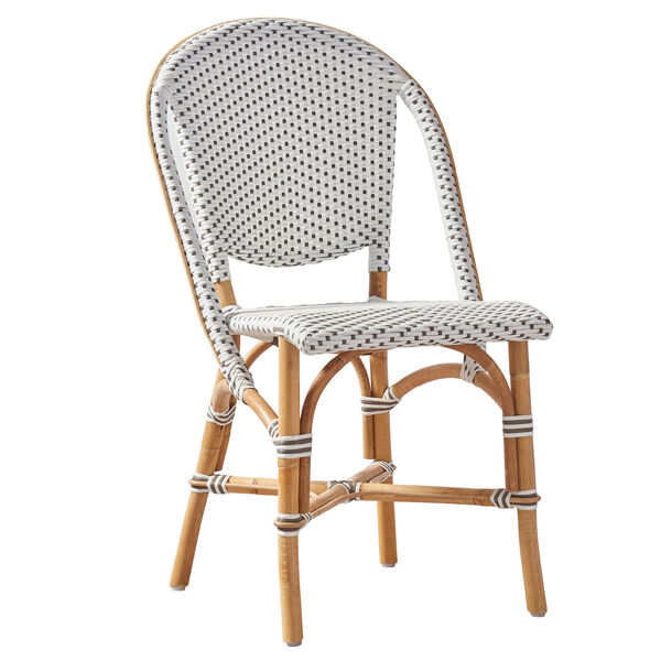 Sofie Natural Rattan and White with Cappuccino Dots Bistro Side Chair, image 1