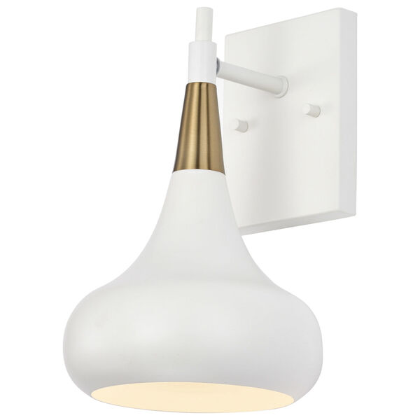 Phoenix Matte White and Burnished Brass One-Light Wall Sconce, image 2