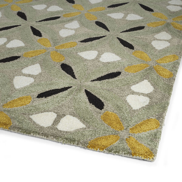 Peranakan Tile Gold and Gray Indoor/Outdoor Rug, image 2