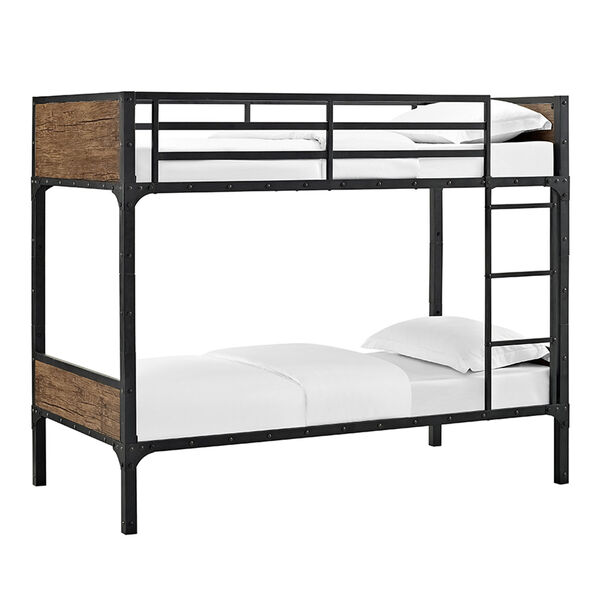 Twin over Twin Rustic Wood Bunk Bed - Brown, image 3