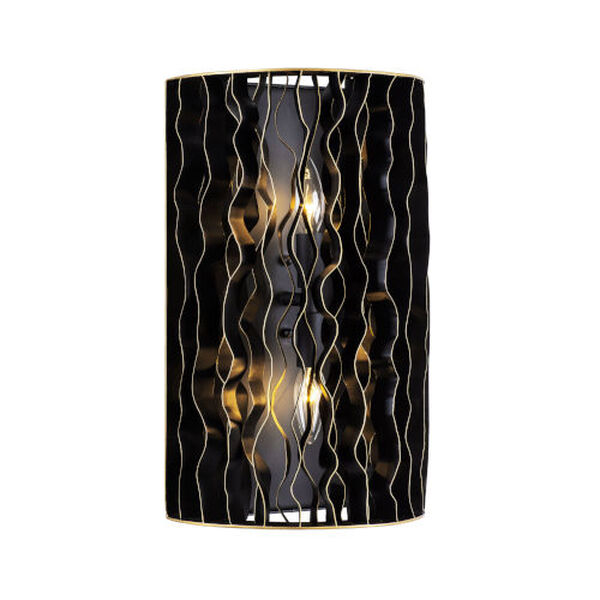 Estela Matte Black French Gold Two-Light Wall Sconce, image 2