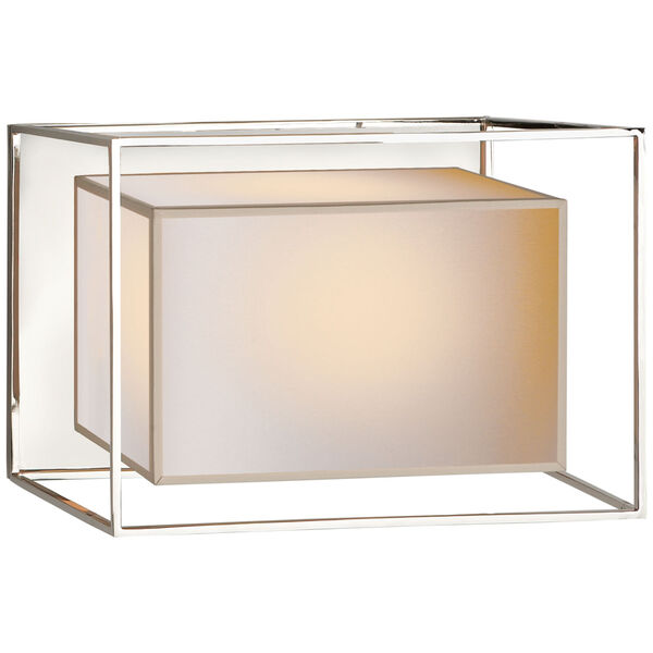 Caged Sconce in Polished Nickel with Natural Paper Shade by Eric Cohler, image 1