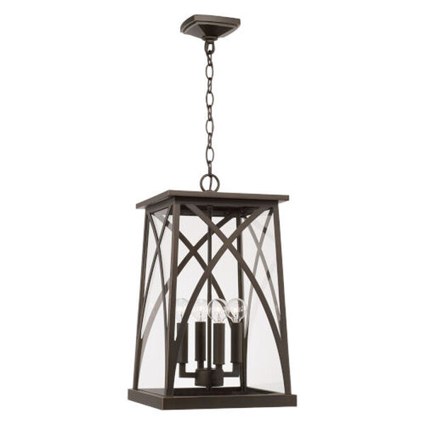 Marshall Oiled Bronze Outdoor Four-Light Hangg Lantern with Clear Glass, image 1