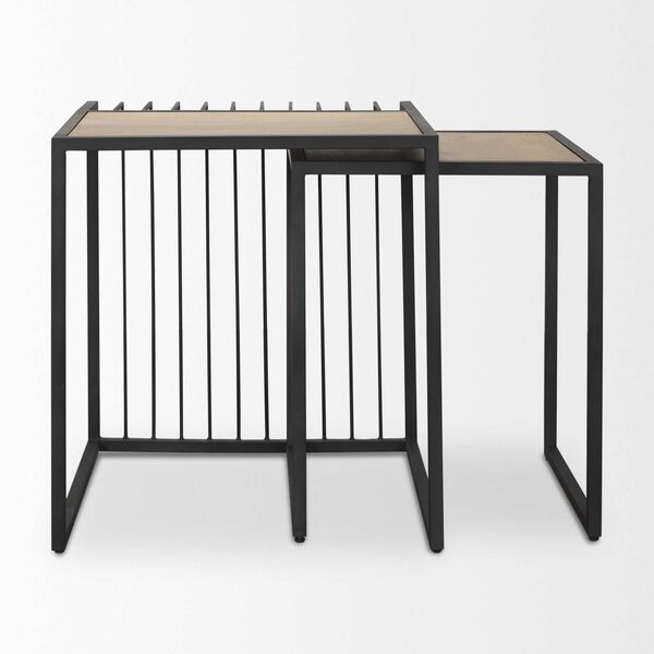 Miles Black Metal With Light Wood Nesting End Tables (Set of 2), image 4