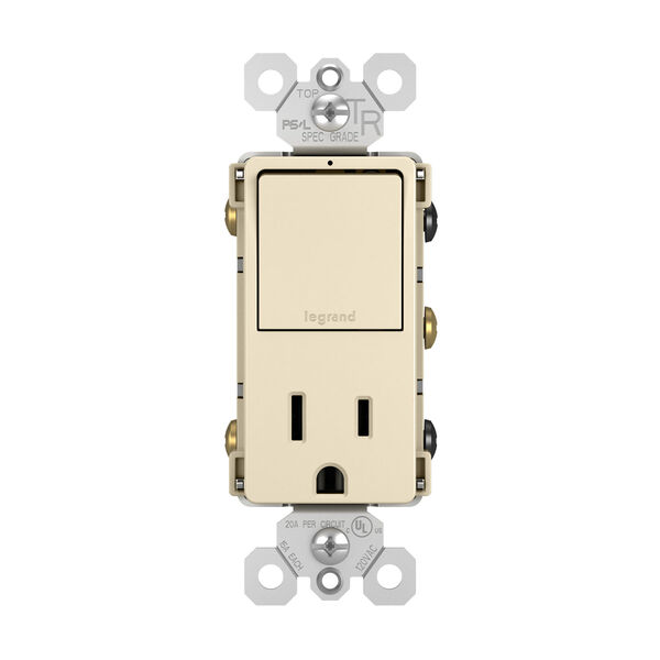 Light Almond Single Pole 3-Way Switch and 15A Tamper-Resistant Outlet, image 1