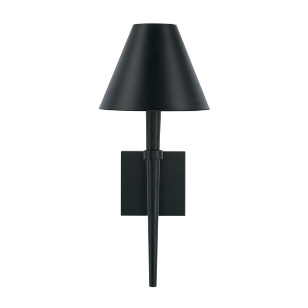 Holden Matte Black One-Light Sconce with Metal Shade with White Interior, image 4