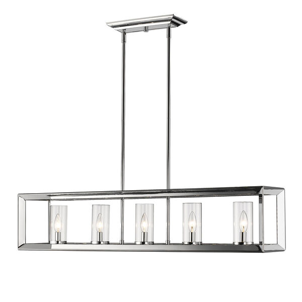 Smyth Chrome Five-Light Linear Pendant with Clear Glass, image 4