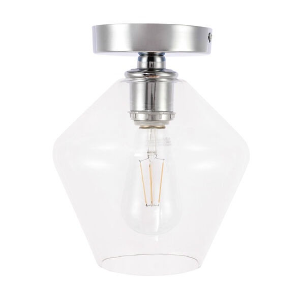 Gene Chrome Eight-Inch One-Light Flush Mount with Clear Glass, image 3