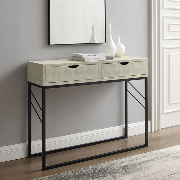 Off White and Black Entry Table with Two Drawers, image 3