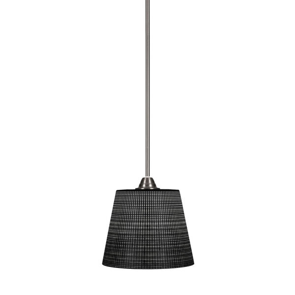 Paramount Brushed Nickel One-Light 10-Inch Pendant with Black Matric Glass, image 1