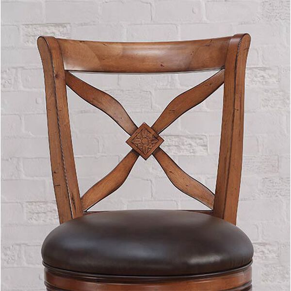 Provence Nutmeg Tall Bar Stool with Bourbon Bonded Leather Seat, image 3
