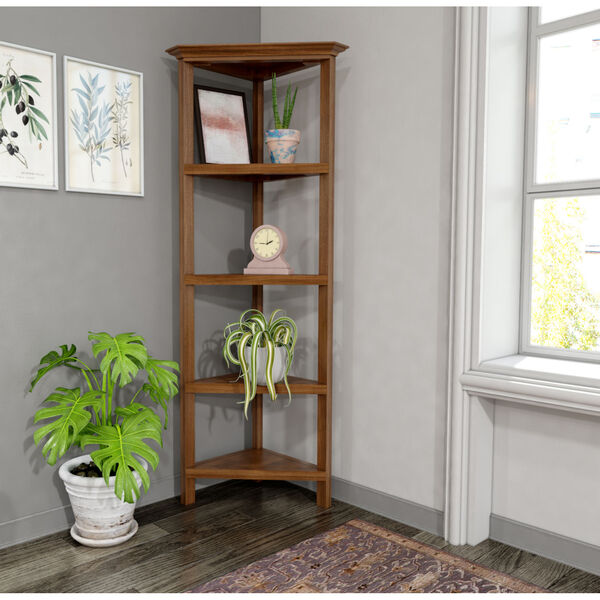 Walnut 4-Tier Corner Bookcase, image 5