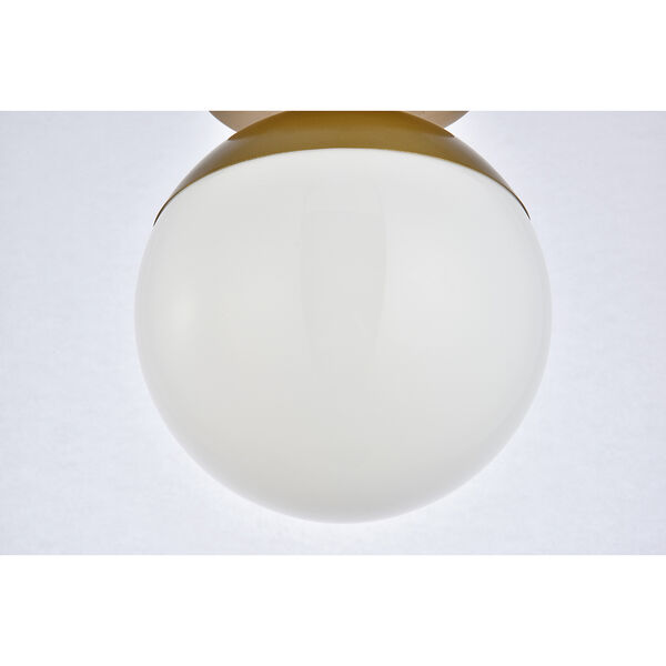 Eclipse Brass and Frosted White Eight-Inch One-Light Semi-Flush Mount, image 5