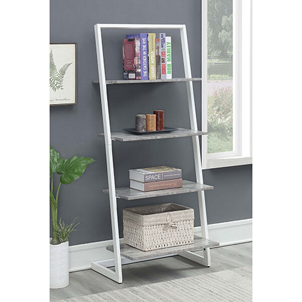 Graystone White Four Tier Ladder Bookshelf, image 1
