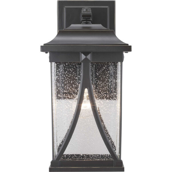 Abbott Antique Bronze 8-Inch One-Light Outdoor Wall Lantern With Transparent Seeded Glass, image 3