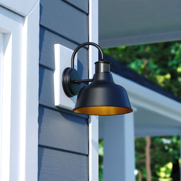 Cody Dark Bronze and Light Gold One-Light Outdoor Wall Mount with Metal Shade, image 2