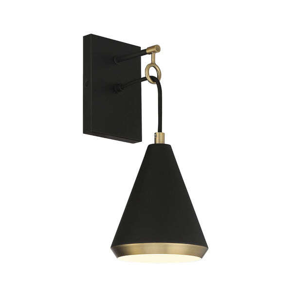 Chelsea Matte Black and Natural Brass One-Light Wall Sconce, image 4