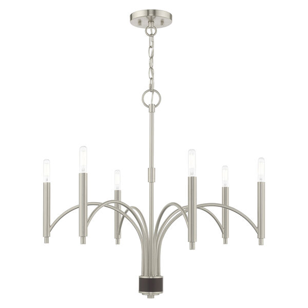 Wisteria Brushed Nickel 26-Inch Six-Light Chandelier, image 1