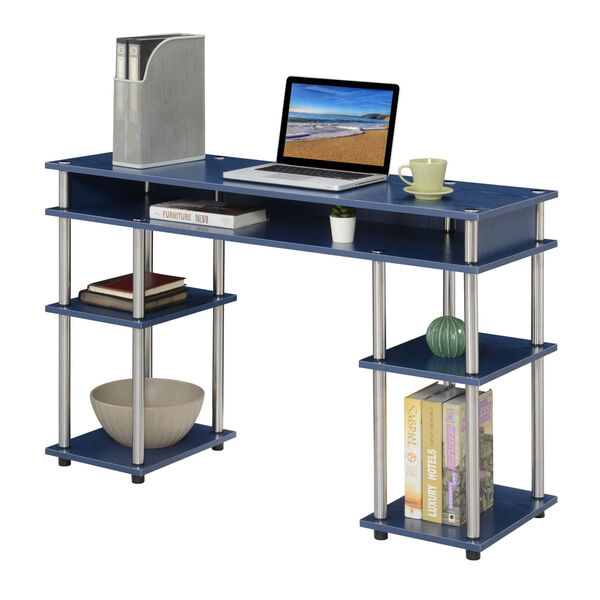 Designs2Go Cobalt Blue Office Desk, image 2