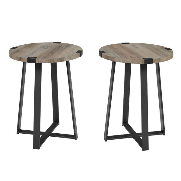 Mission Grey Wash Side Table, Set of Two, image 1
