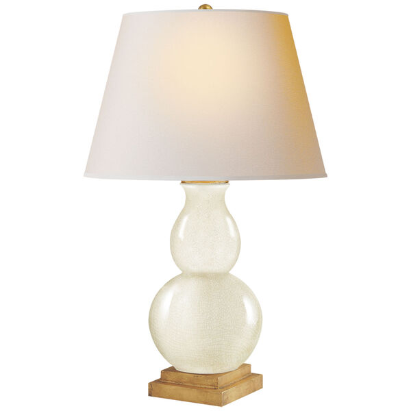 Gourd Form Small Table Lamp in Tea Stain with Natural Paper Shade by Chapman and Myers, image 1