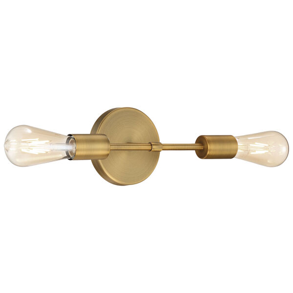 Iconic Antique Brushed Brass Two-Light Wall Sconce, image 1