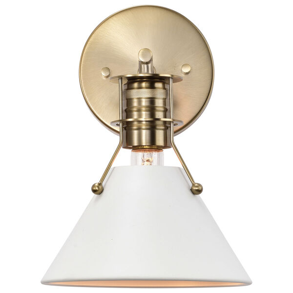 Outpost Matte White and Burnished Brass One-Light Wall Sconce, image 5