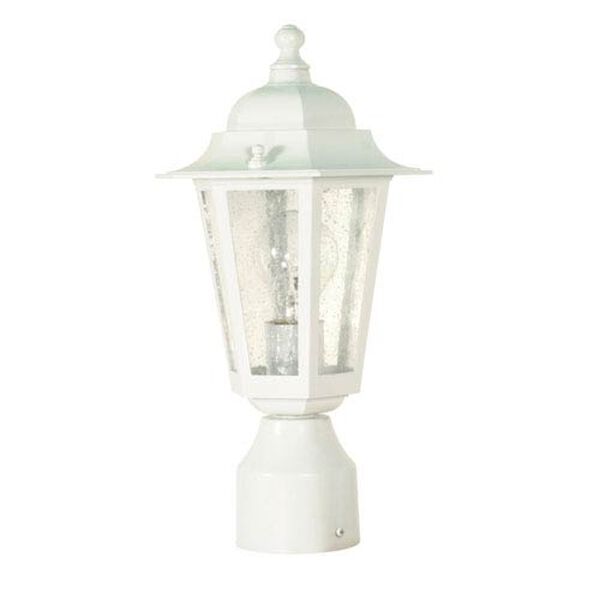 Cornerstone White One-Light Outdoor Post Mount with Clear Seed Glass, image 1