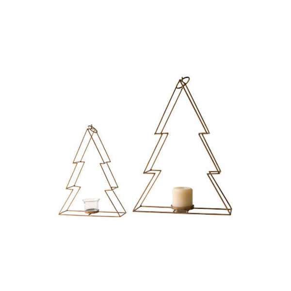 Gold Matte Christmas Tree with Votive Holders, Set of Two, image 5