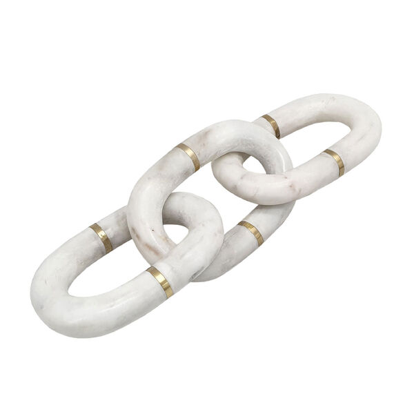 White Gold Marble Chain with Brass Inlay, image 4