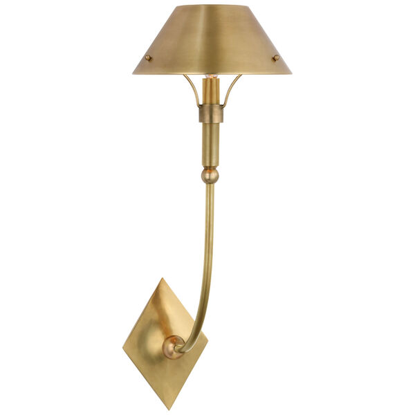 Turlington Large Sconce in Hand-Rubbed Antique Brass with Hand-Rubbed Antique Brass Shade by Thomas O'Brien, image 1