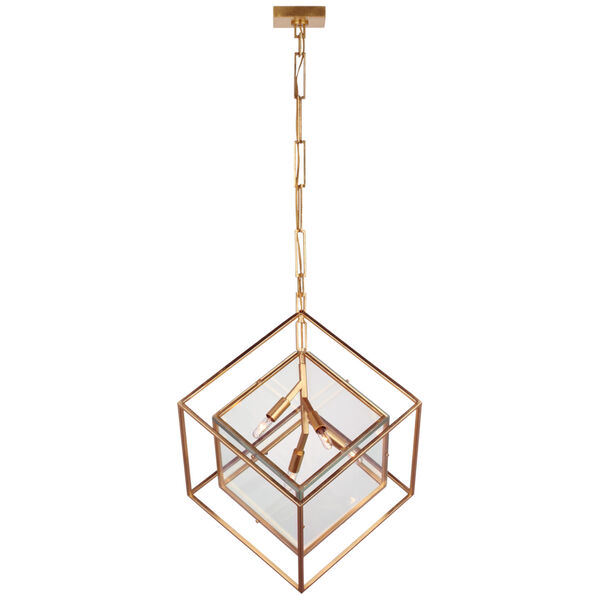 Cubed Large Pendant in Gild with Clear Glass by Kelly Wearstler, image 1