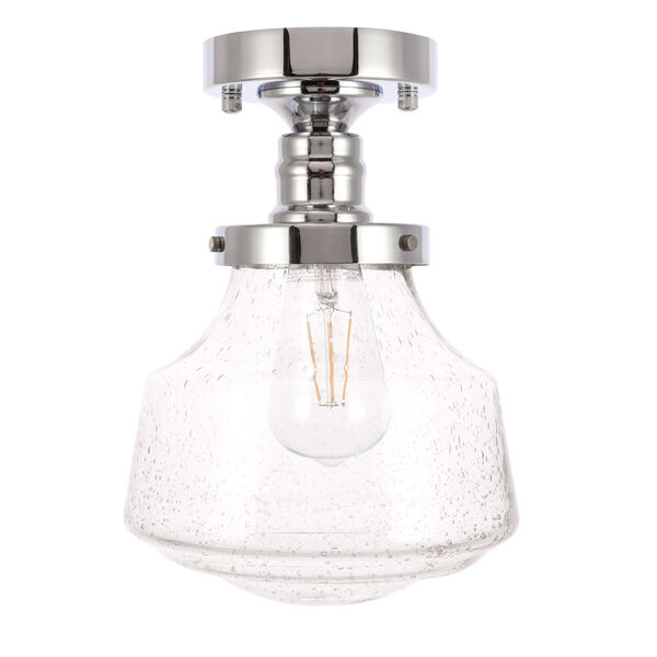 Lyle Chrome Eight-Inch One-Light Flush Mount with Clear Seeded Glass, image 4