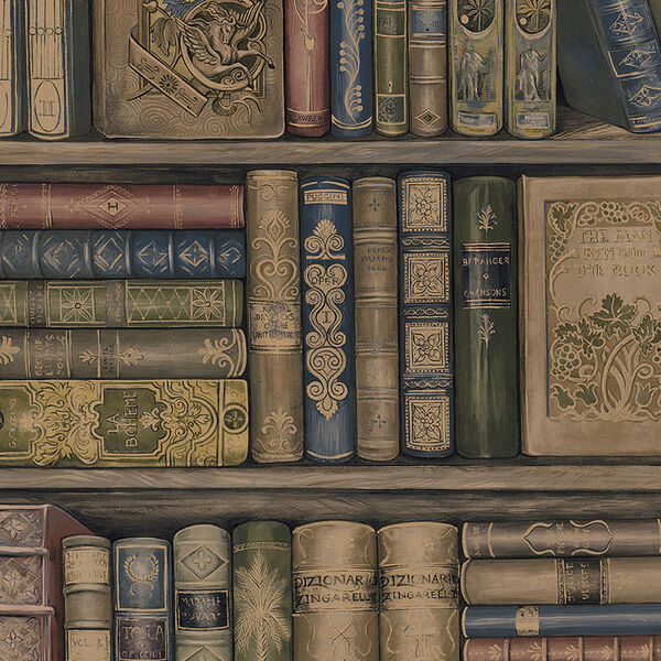 Multicolor Bookcase Wallpaper, image 1