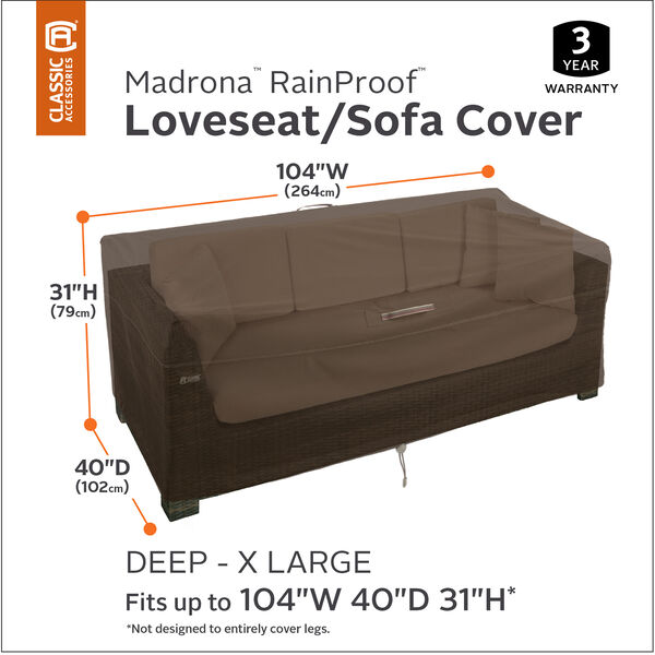 Birch Dark Cocoa X-Large RainProof Deep Seated Patio Loveseat Cover, image 3