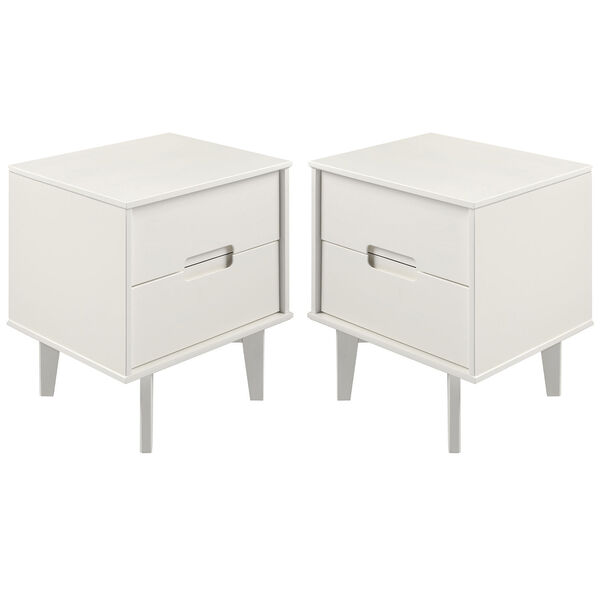Sloane White Two-Drawer Groove Handle Wood Nightstand, Set of Two, image 1