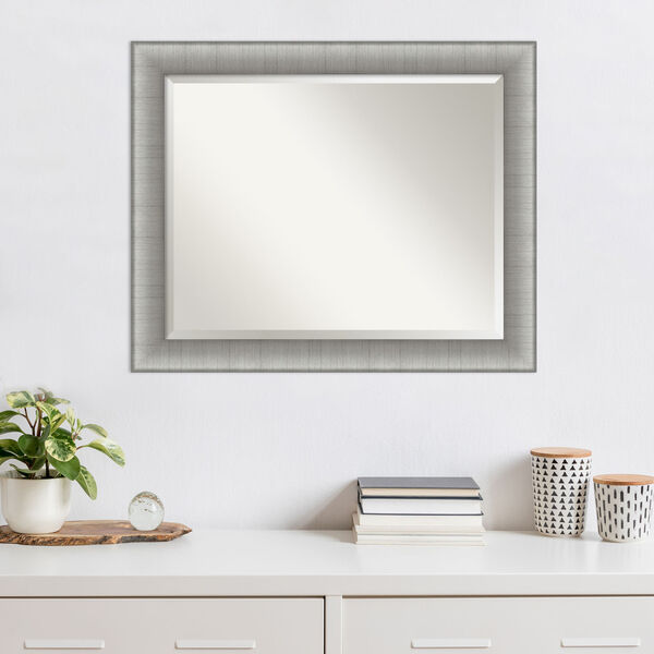 Elegant Brushed Pewter Polished Nickel Wall Mirror, image 5