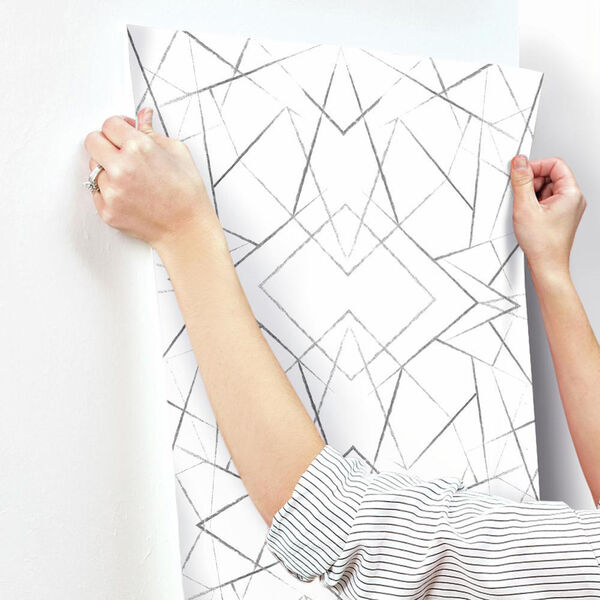 Modern Art Black Geo Diamond Wallpaper, image 3