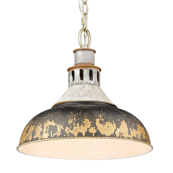 Kinsley Aged Galvanized Steel 14-Inch One-Light Pendant with Antique Black Iron Shade, image 1
