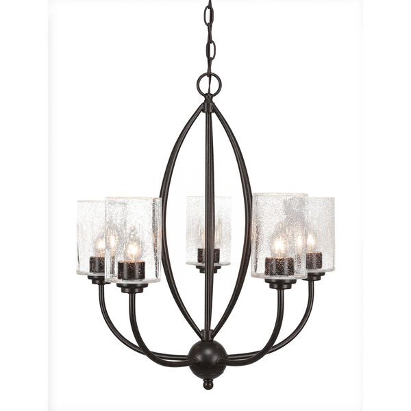 Marquise Dark Granite Five-Light Chandelier with Clear Bubble Glass, image 1