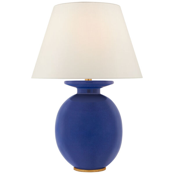 Hans Medium Table Lamp in Flowing Blue with Linen Shade by Christopher Spitzmiller, image 1