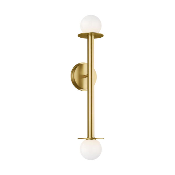 Nodes Burnished Brass Two-Light Bath Wall Sconce, image 1