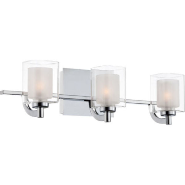 Selby Polished Chrome Three-Light LED Bath Vanity with Outer Clear Glass, image 4