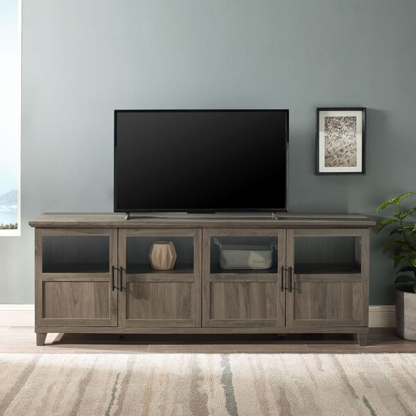 Goodwin Slate Gray TV Console with Four Panel Door, image 1